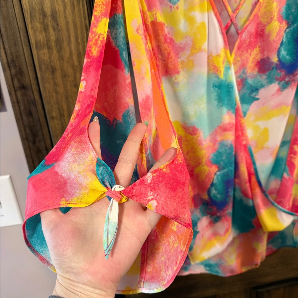 BOLD elements Colorful Abstract Wrap Blouse - Picture 3 of 6